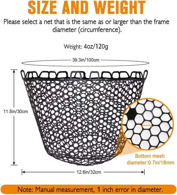 Dovesun Rubber Fishing Net Replacement Netting without Handle Clear Black Fishing Nets for Fish Fly Fish Landing Net Bag for Freshwater Saltwater Foldable Trout Net Rubber Mesh 5 Sizes - Image 3