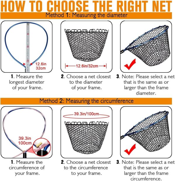 Dovesun Rubber Fishing Net Replacement Netting without Handle Clear Black Fishing Nets for Fish Fly Fish Landing Net Bag for Freshwater Saltwater Foldable Trout Net Rubber Mesh 5 Sizes - Image 4