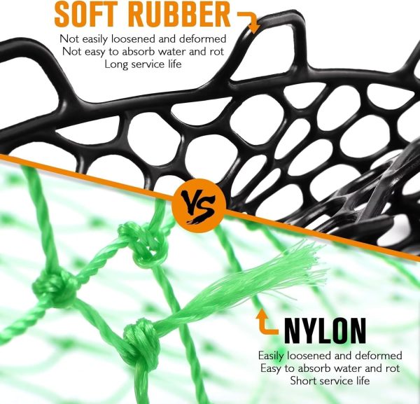 Dovesun Rubber Fishing Net Replacement Netting without Handle Clear Black Fishing Nets for Fish Fly Fish Landing Net Bag for Freshwater Saltwater Foldable Trout Net Rubber Mesh 5 Sizes - Image 5