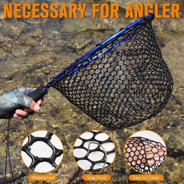 Dovesun Rubber Fishing Net Replacement Netting without Handle Clear Black Fishing Nets for Fish Fly Fish Landing Net Bag for Freshwater Saltwater Foldable Trout Net Rubber Mesh 5 Sizes - Image 6