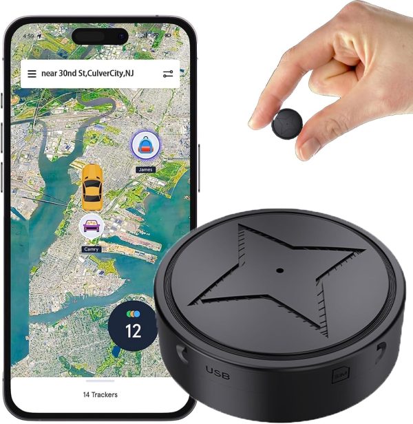 GPS Tracker for Vehicles, GPS Strong Magnetic Vehicle Anti-Lost Tracker, No Subscription - Magnetic Smallest GPS Tracker Locator Real Time, Anti-Theft Micro GPS Tracking Device with Free App