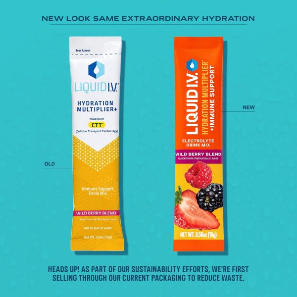 Liquid I.V.® Hydration Multiplier +Immune Support - Wild Berry Blend | Electrolyte Powder Drink Mix | 1 Pack (14 Servings) - Image 3