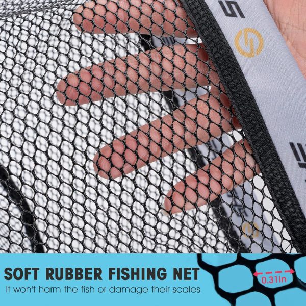 THKFISH Fly Fishing Landing Net, Foldable Landing Trout Net with ABS Handle,Rubber Coated Mesh Trout Net with Tackle Bag for Trout Bass Catch and Release, Portable Fly Fishing Gear,M/L - Image 2