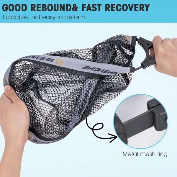 THKFISH Fly Fishing Landing Net, Foldable Landing Trout Net with ABS Handle,Rubber Coated Mesh Trout Net with Tackle Bag for Trout Bass Catch and Release, Portable Fly Fishing Gear,M/L - Image 4