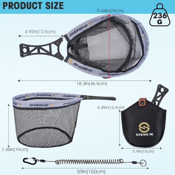 THKFISH Fly Fishing Landing Net, Foldable Landing Trout Net with ABS Handle,Rubber Coated Mesh Trout Net with Tackle Bag for Trout Bass Catch and Release, Portable Fly Fishing Gear,M/L - Image 7