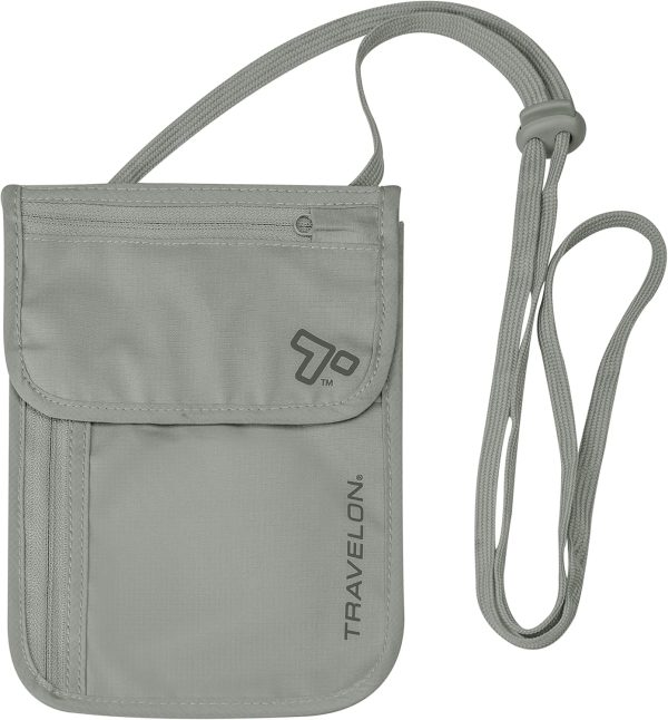 Rfid Blocking Undergarment Neck Pouch Travel Wallet, Gray, One Size - Image 4