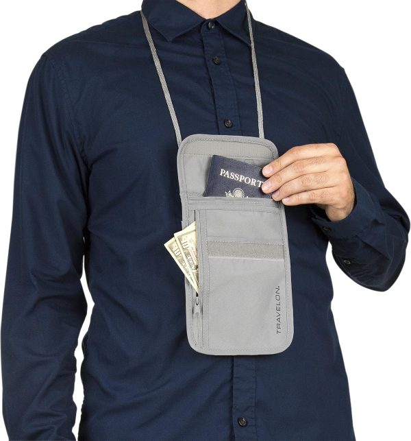 Rfid Blocking Undergarment Neck Pouch Travel Wallet, Gray, One Size - Image 5