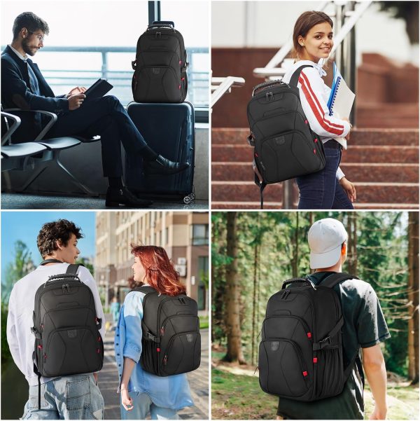 ZOMFELT Travel Backpack, 15.6 inch Laptop Backpack for Men Women, Water Resistant College School Computer Bag, Carry On Bag Airline Approved Business Work Bag, Laptop Bag for Work Trip Gift, Black - Image 7